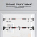 Barra per Trazioni Regolabile 75-92x10x7 cm con Impugnature Antiscivolo Rosso e Nero  