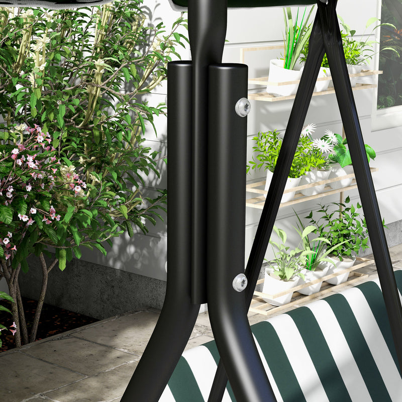 Dondolo da Giardino a 3 Posti 172x110x153 cm con Tettuccio Inclinabile e Cuscini Verde   