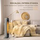 Stufa Elettrica Oscillante 3 Modalità Ø25x73,5 cm 2200W con Telecomando Argento