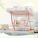 Dondolo per Bambini da Giardino a 2 Posti 112x75x120 cm a 2 Posti con Cinture di Sicurezza Rosa   