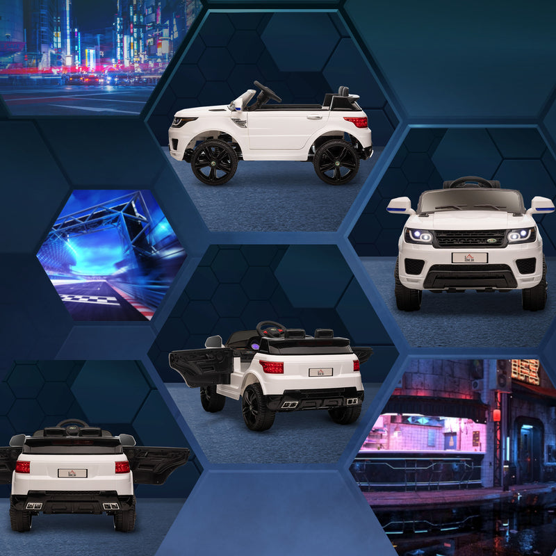 Macchina Elettrica per Bambini con Telecomando Luci LED e Clacson Bianco 