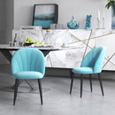 Set 2 Sedie Imbottite 52x54x79 cm in Tessuto Effetto Velluto Verde Chiaro