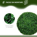 Set di 2 Piante Arteficiali Finte Sfera di Bosso Ø50 cm per Interno ed Esterno Verde