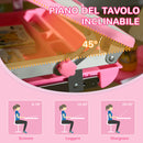 Banco Scuola per Bambini Piano Inclinabile e Sedia Regolabile 66x47x52-77 cm Rosa 