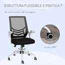 Sedia Operativa Ergonomica Altezza regolabile 94-104 cm Tessuto Effetto Lino Bianco e Nero 