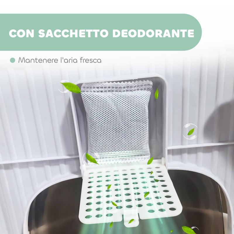 Lettiera per Gatti Chiusa 40,5x52,5x42,5 cm con 2 Porte e Vassoio Estraibile Grigio   