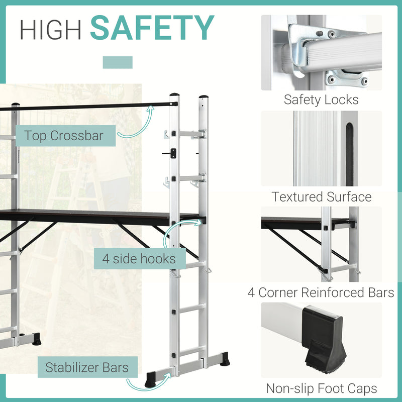 Trabattello Scala 3 in 1 ad Altezza Regolabile Max 150 Kg in Lega di Alluminio