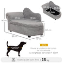 Divano per Cani e Gatti con Vano Contenitore 80x40x46 cm Rivestimento Vellutato Grigio Scuro