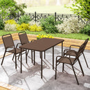 Set 4 Sedie da Giardino 56x66x91 cm Impilabili in Acciaio e PP Marrone Scuro 
