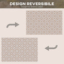 Tappeto da Esterno Reversibile 182x274 cm con Fantasia Geometrica Caffè e Bianco   