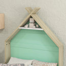 Struttura Letto Singolo per Bambini 144x74x110 cm Casetta con Sponde in Legno Verde  