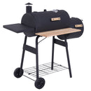 Barbecue a Carbone Carbonella 124x53x104 cm con Coperchio e Affumicatore in Acciaio Nero