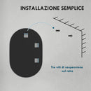 Specchio Bagno Ovale da Parete con Cornice in Alluminio 60x90 cm Verticale o Orizzontale Argento
