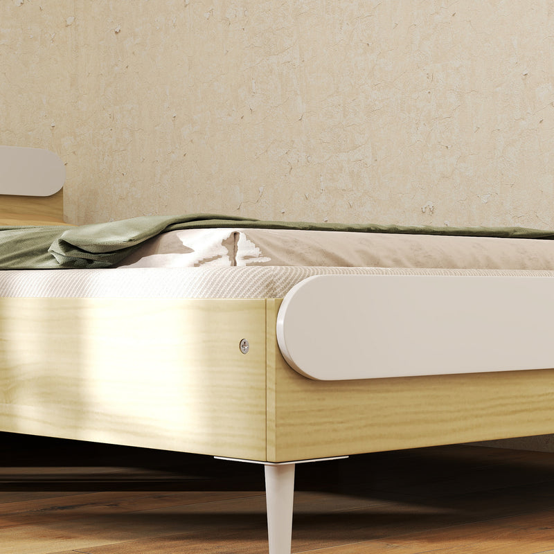 Letto Singolo per Bambini Basso con Sponde Laterali Alte 194,8x103x60,5 cm Bianco e color Legno  