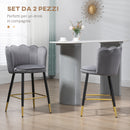 Set 2 Sgabelli 59x52x90 cm in Tessuto Poliestere Vellutato Grigio
