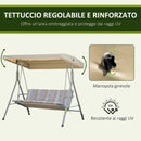 Dondolo 3 Posti da Giardino 172x110x156 cm in Acciaio Marrone e Beige