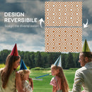 Tappeto da Esterno Reversibile 182x274 cm con Fantasia Geometrica Marrone e Bianco   