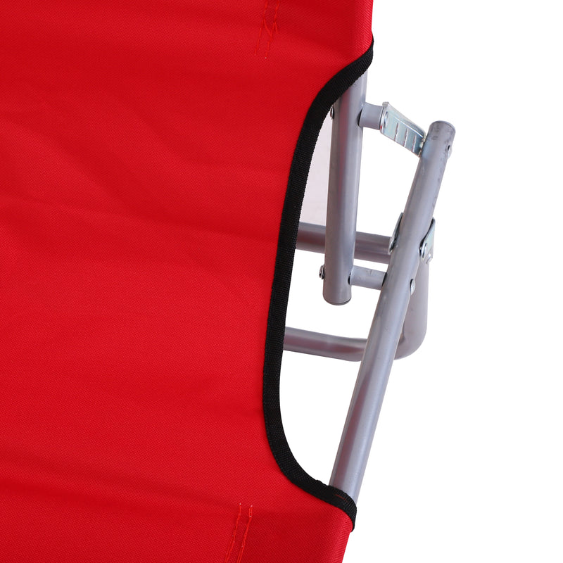 Lettino Prendisole da Giardino Pieghevole con Tettuccio Regolabile e Schienale Reclinabile a 4 Livelli   Rosso