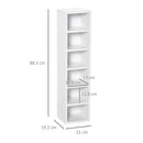 Set 2 Pezzi Mobile Libreria Porta CD 21x19.2x88,3 cm in Legno Bianco  