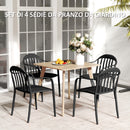Set 4 Sedie da Giardino 57x54x78 cm Impilabili con Schienale Alto in PP Nero