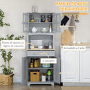 Credenza da Cucina 68x39,5x170 cm Stile Classico in Legno Grigio