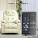 Poltrona Alzapersona Reclinabile con 8 Punti Massaggio e Telecomando Crema  