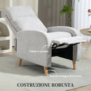Poltrona Relax Reclinabile 150° con Poggiapiedi 68x90x106 cm in Tessuto Effetto Lino Grigio Chiaro 