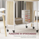 Tavolo Salvaspazio Pieghevole a 2 Ribalte per 6 Persone 130x80x74 cm Bianco e color Legno 