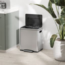 Pattumiera a Pedale 2 Sezioni 15L 40x34,8x47,5 cm in Acciaio Inox e PP  