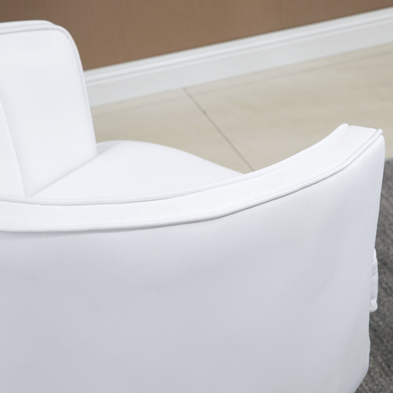 Poltroncina Imbottita da Camera 78,5x68x75 cm in Similpelle e Acciaio Bianco