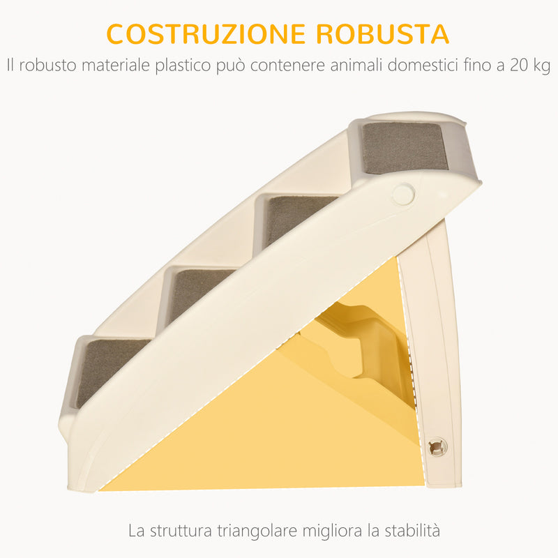 Scaletta per Cani e Gatti Pieghevole 4 Gradini Antiscivolo 62x38x49,5 cm in PP Beige