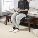 Panca Fondo Letto Imbottita con Design a Bottoni e Gambe Ricurve 120x38x46 cm in Pelle PU e Legno Nero