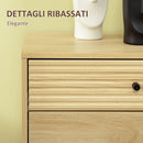 Mobiletto Basso 120x39,5x64 cm in Truciolato e Acciaio Naturale