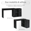 Scrivania Angolare da Ufficio 2 Cassetti e 2 Ripiani 117x82x74 cm in Legno Nero 