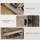 Credenza Buffet in stile Industriale 120x36.5x70 cm con Cassetto e 3 Armadietti in Legno Marrone    