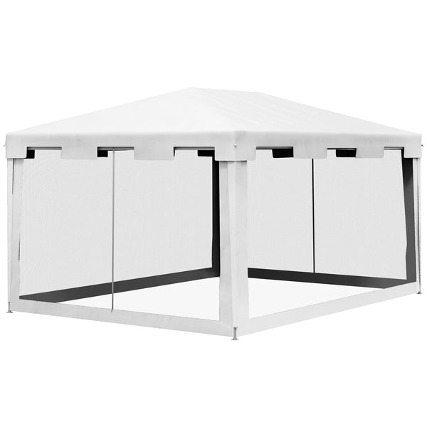 sconto Gazebo da Giardino Pieghevole con Zanzariera e 2 Ingressi 4x3m in Metallo e PE Bianco e Nero