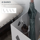 Portaombrelli con 4 Ganci e Vaschetta Raccogligocce 15,5x15,5x41cm in Metallo Bianco 