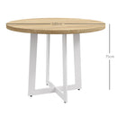 Tavolo da Pranzo Rotondo Moderno per 4 Persone Ø100x75 cm in MDF e Acciaio colore Legno Naturale e Bianco-3