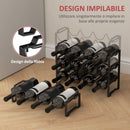 Portabottiglie a 4 Livelli a Onda 42.5x16,5x41 cm Impilabili per 16 Bottiglie in Metallo Nero  