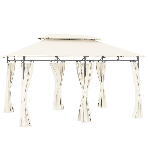 online Gazebo da Giardino 397x297x265 cm con Tende Rimovibili e Struttura in Metallo Crema