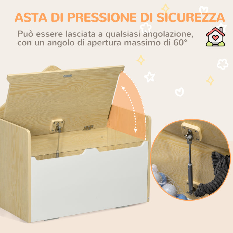 Panca Contenitore Portagiochi per Bambini 62,5x34x61,5 cm in Legno Bianco