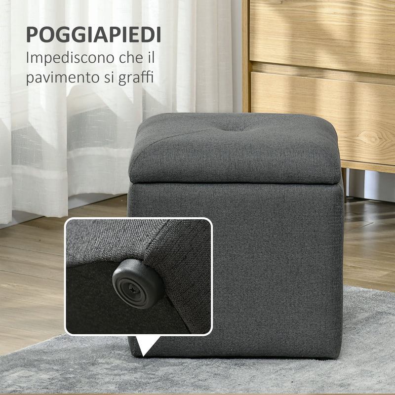 Pouf Contenitore 39x39x39 cm in Tessuto Teddy Grigio  