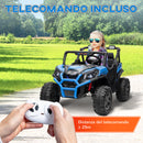 Macchina Elettrica per Bambini a 2 Posti Doppio Motore 24V 3 Velocità Blu   