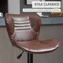 Set 2 Sgabelli da Bar con Altezza Regolabile e Seduta Girevole in Finta Pelle Marrone 