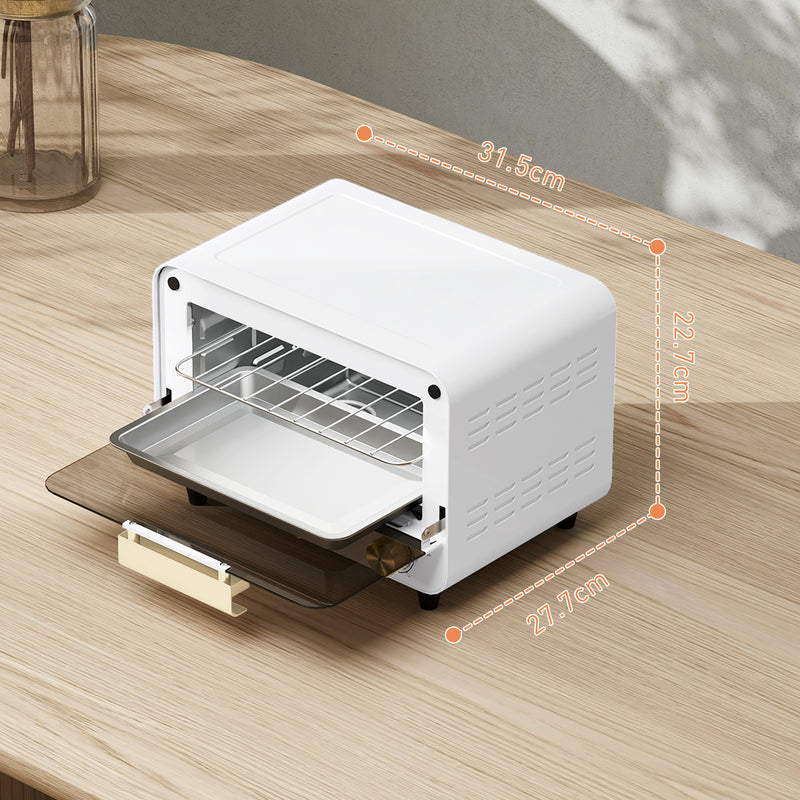 Forno Elettrico 12L Timer e Temperatura Regolabile 31,5x27,7x22,7 cm Bianco e Oro  