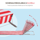Set 2 Lettini Spiaggia Pieghevoli con Schienale Regolabile a 5 Livelli Rosso    