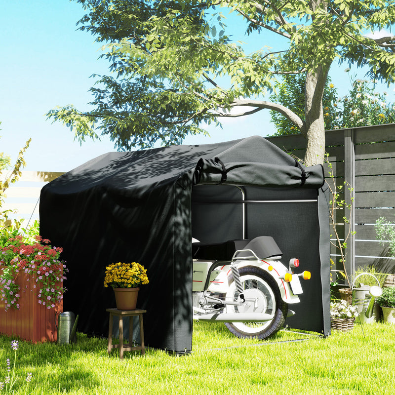 Tenda Garage con Ingresso Avvolgibile 220x157x165 cm con Corde e Picchetti in Metallo Zincato e P Grigio Scuro  