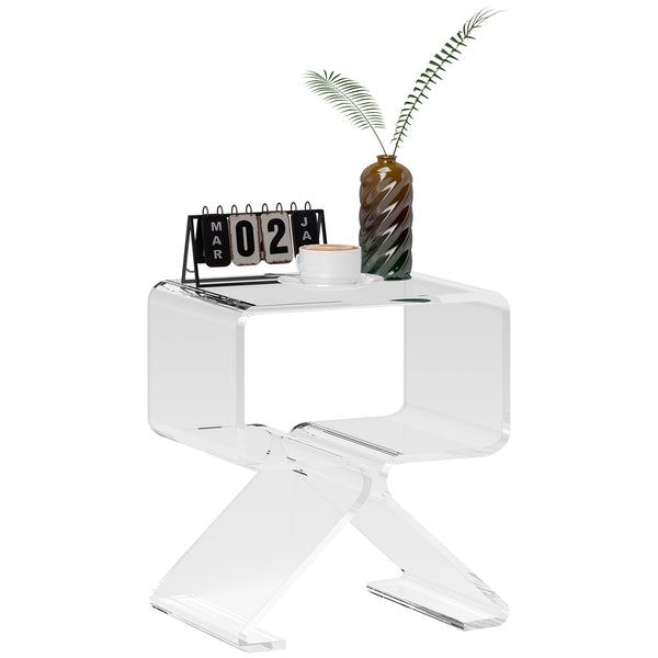 Tavolino da Soggiorno Basso Design Geometrico a 2 Livelli 40x30x45 cm in Acrilico Trasparente sconto