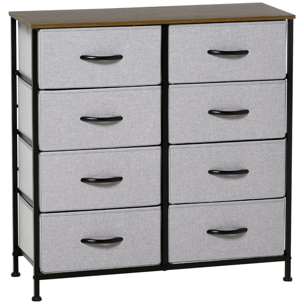acquista Cassettiera 8 Cassetti 80x30x81,5 cm in Legno e Acciaio Marrone Grigio e Nero