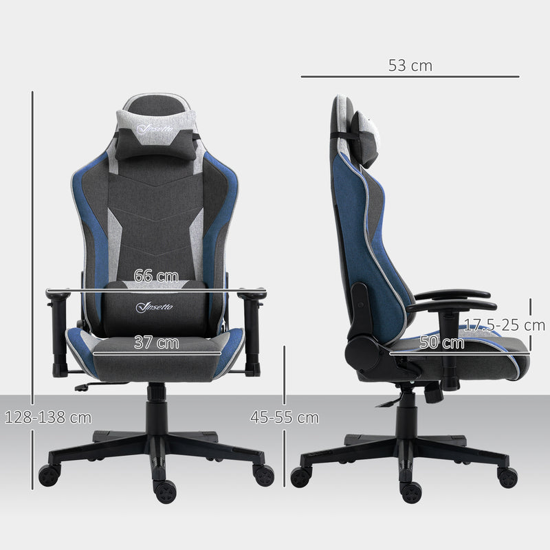 Sedia da Gaming 66x53x128-138 cm Reclinabile a 150°  Blu  